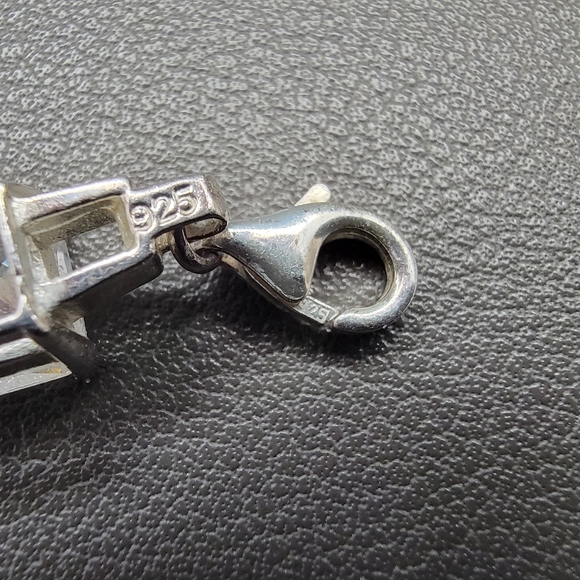 925 Princess Cut Tennis Bracelet | Square CZ Crystal Line Bracelet - Picture 8 of 10